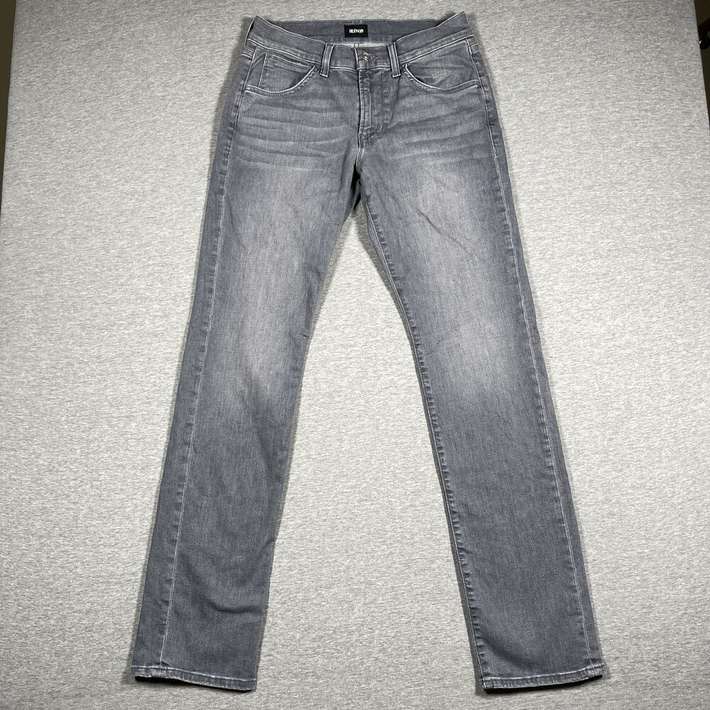 Hudson Byron Straight Jeans Mens 31 Gray Medium Wash Slim Stretch Zip Fly